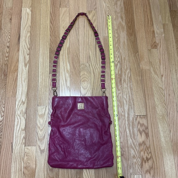 Tory Burch Louiisa Fushia Slouchy Leather‎ Convertible Crossbody Hobo Bag - Picture 11 of 13
